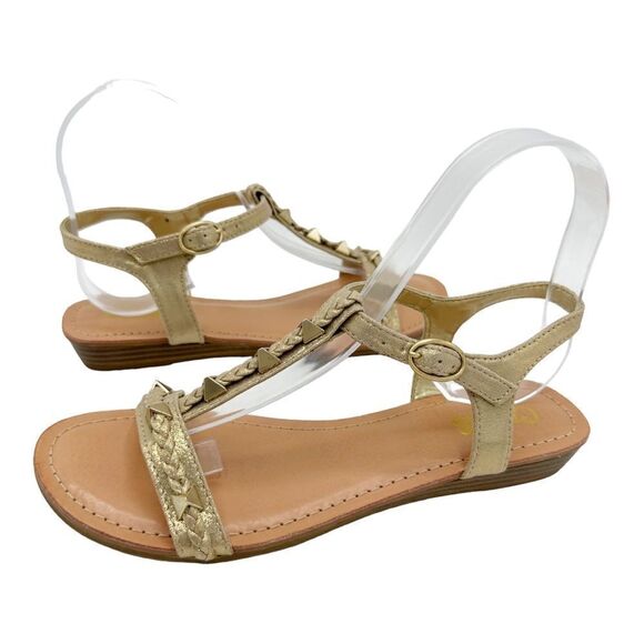 Carlos by Carlos Santana Womens Tuscan Gold‎ Metallic Flat Sandals Shoes 7.5 - Picture 1 of 12